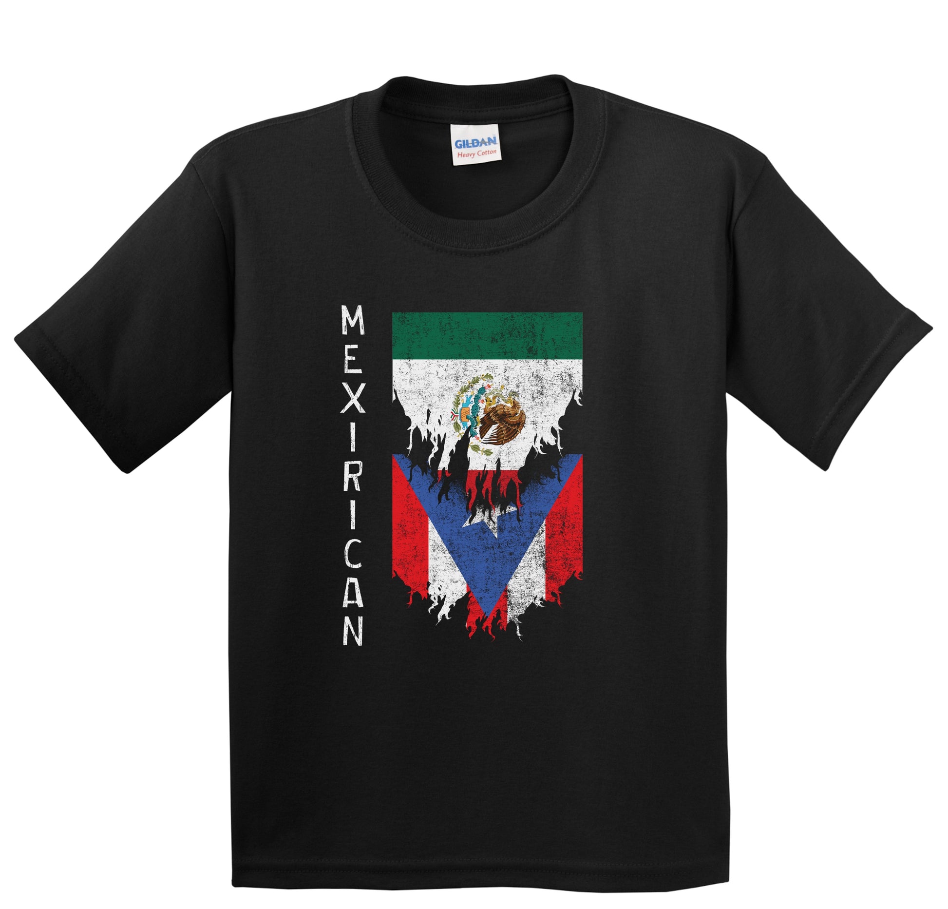 Mexican Puerto Rican Flags Torn Mexico Puerto Rico Mexirican Youth T-Shirt