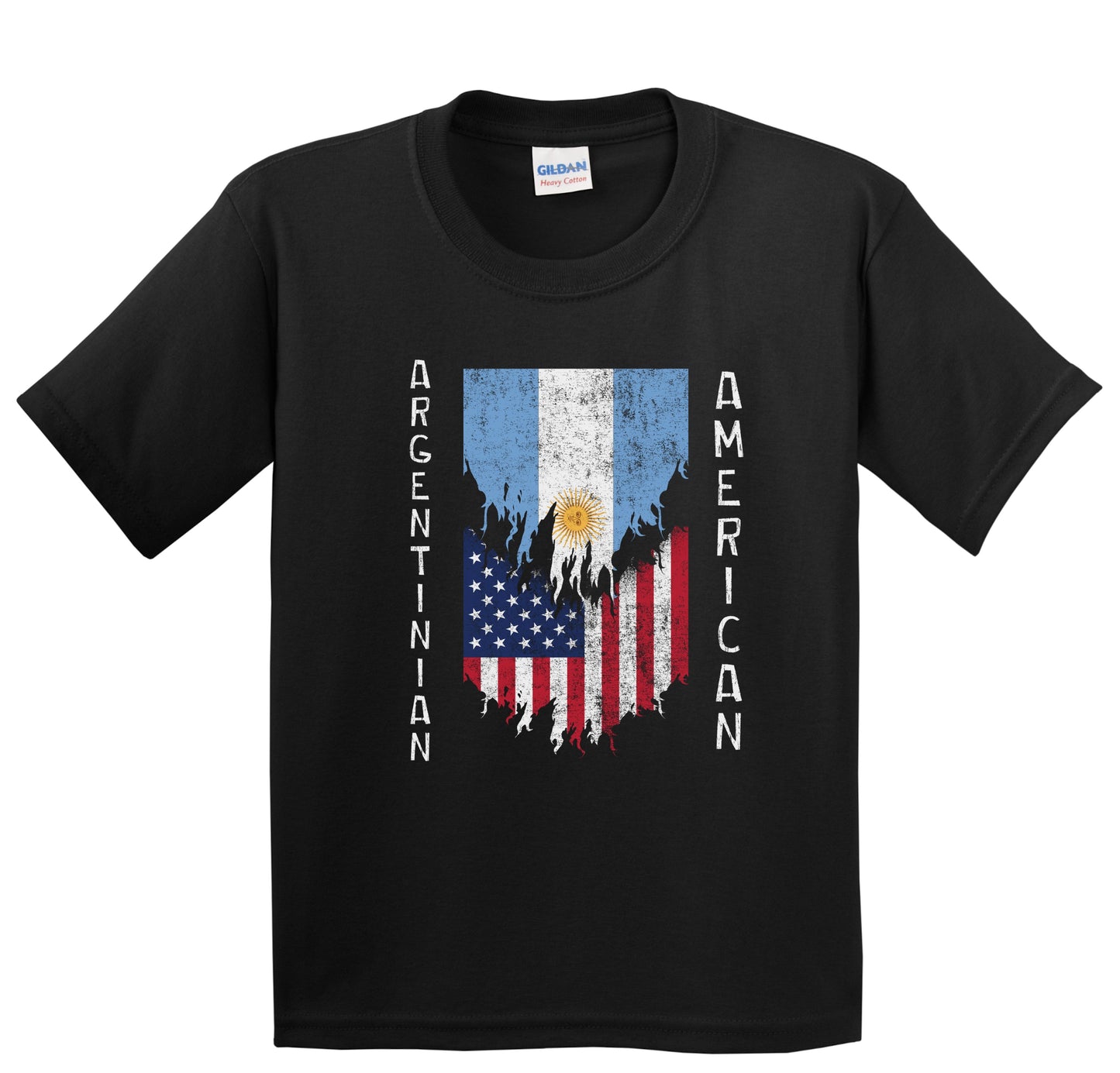 Argentinian American Flags Ripped Torn Argentina Youth T-Shirt