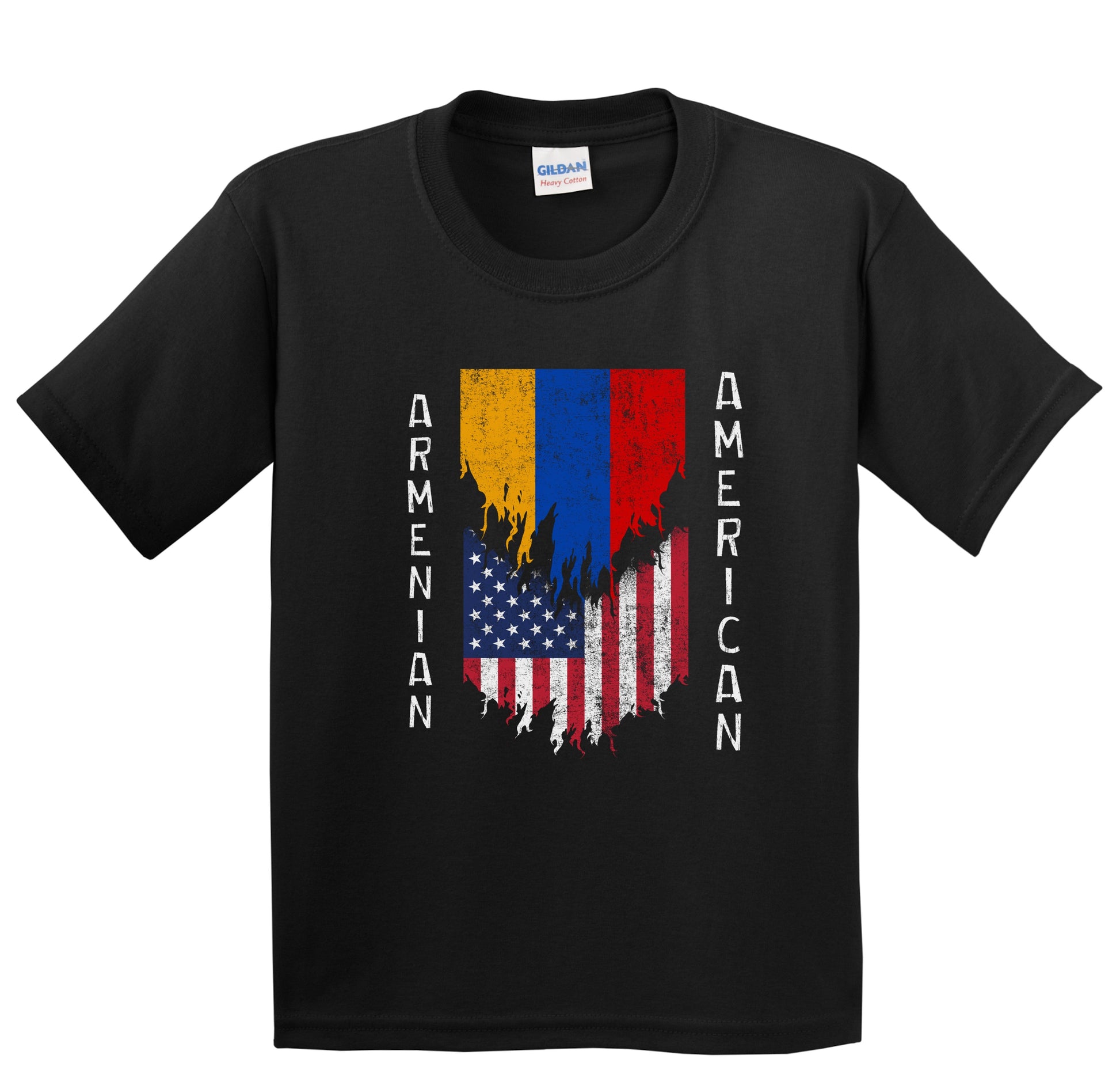 Armenian American Flags Ripped Torn Armenia Youth T-Shirt