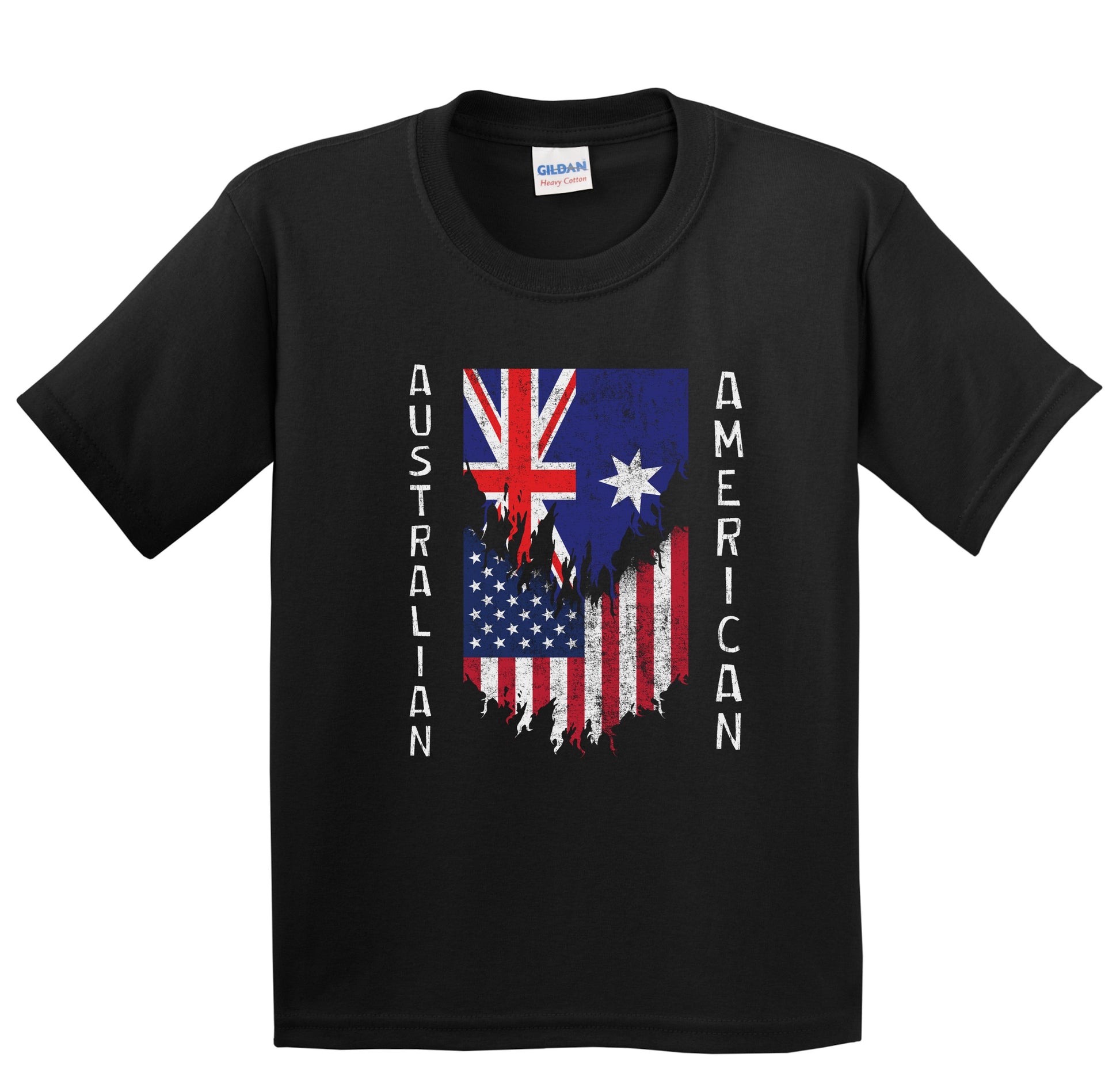 Australian American Flags Ripped Torn Australia Youth T-Shirt