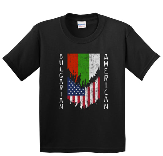 Bulgarian American Flags Ripped Torn Bulgaria Youth T-Shirt