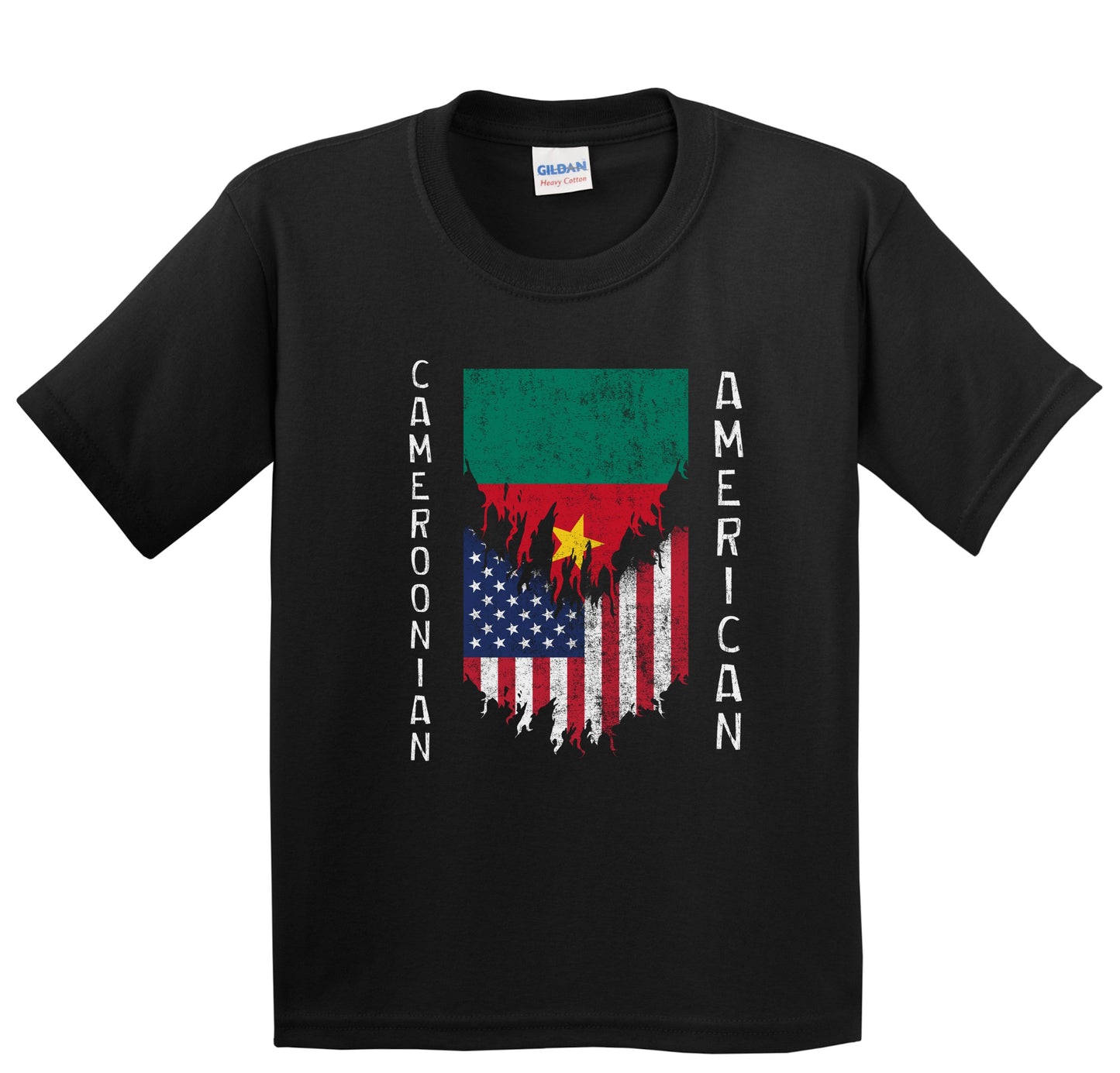 Cameroonian American Flags Ripped Torn Cameroon Youth T-Shirt