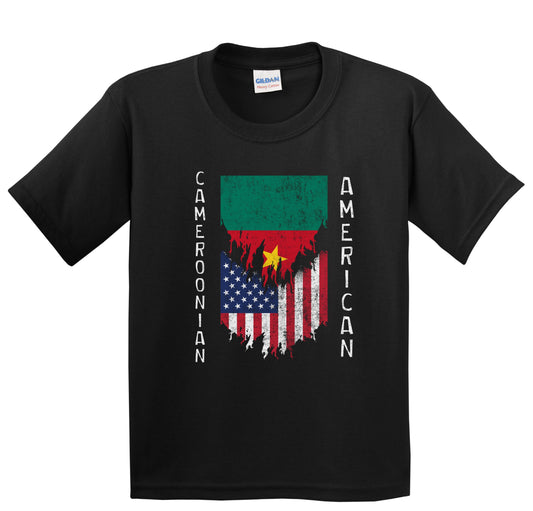 Cameroonian American Flags Ripped Torn Cameroon Youth T-Shirt