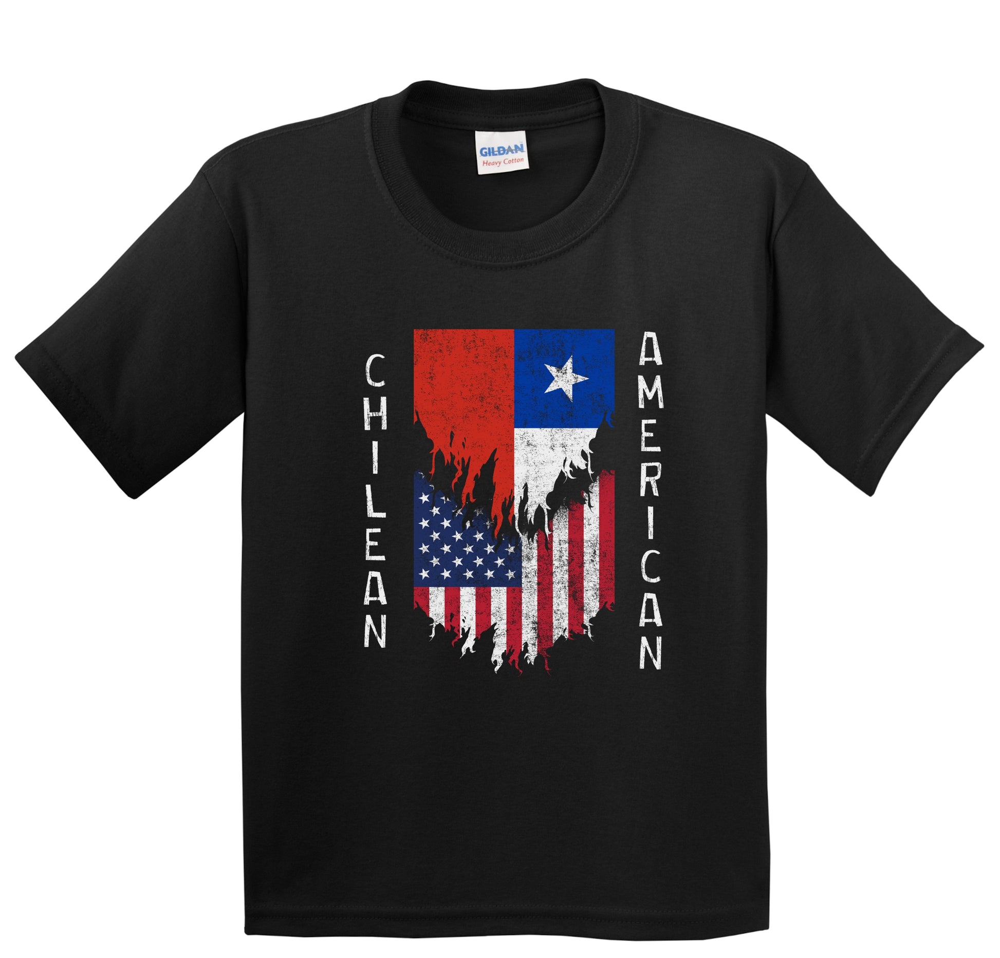 Chilean American Flags Ripped Torn Chile Youth T-Shirt