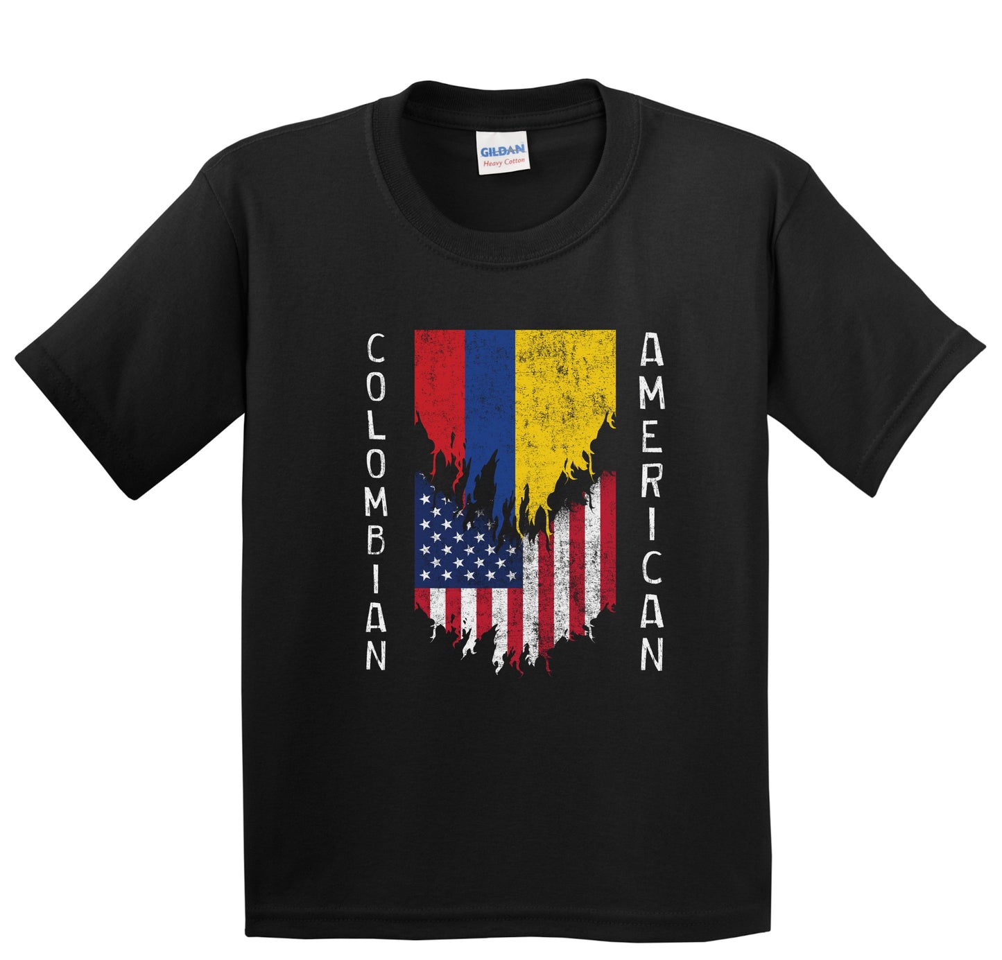 Colombian American Flags Ripped Torn Colombia Youth T-Shirt