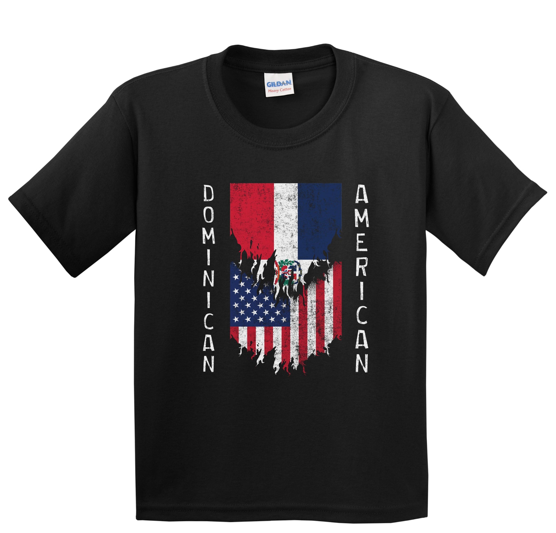 Dominican American Flags Ripped Torn Dominican Republic Youth T-Shirt