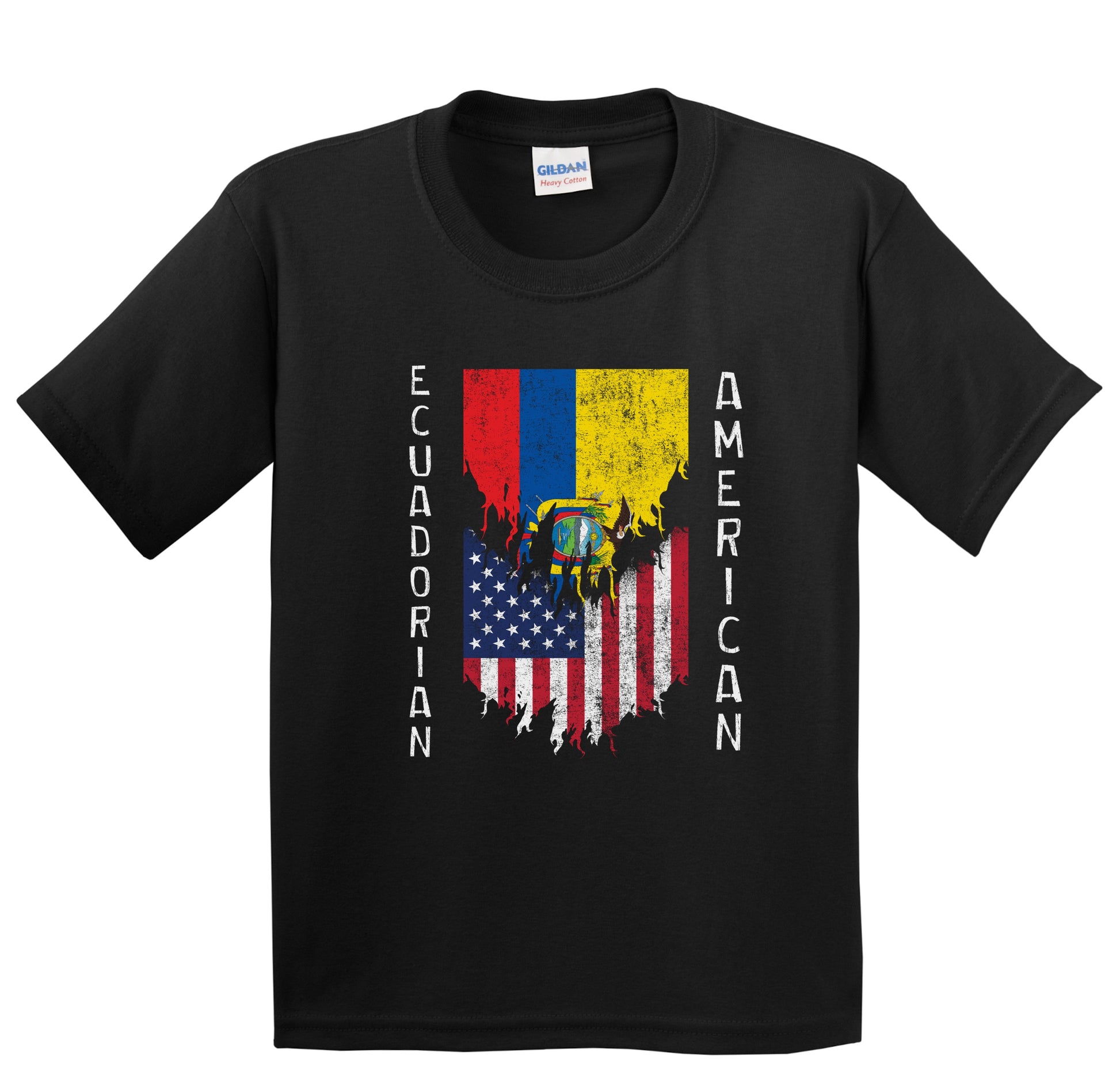 Ecuadorian American Flags Ripped Torn Ecuador Youth T-Shirt