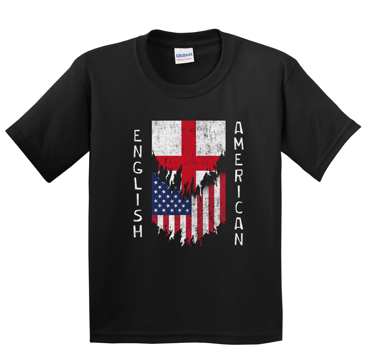 English American Flags Ripped Torn England Youth T-Shirt