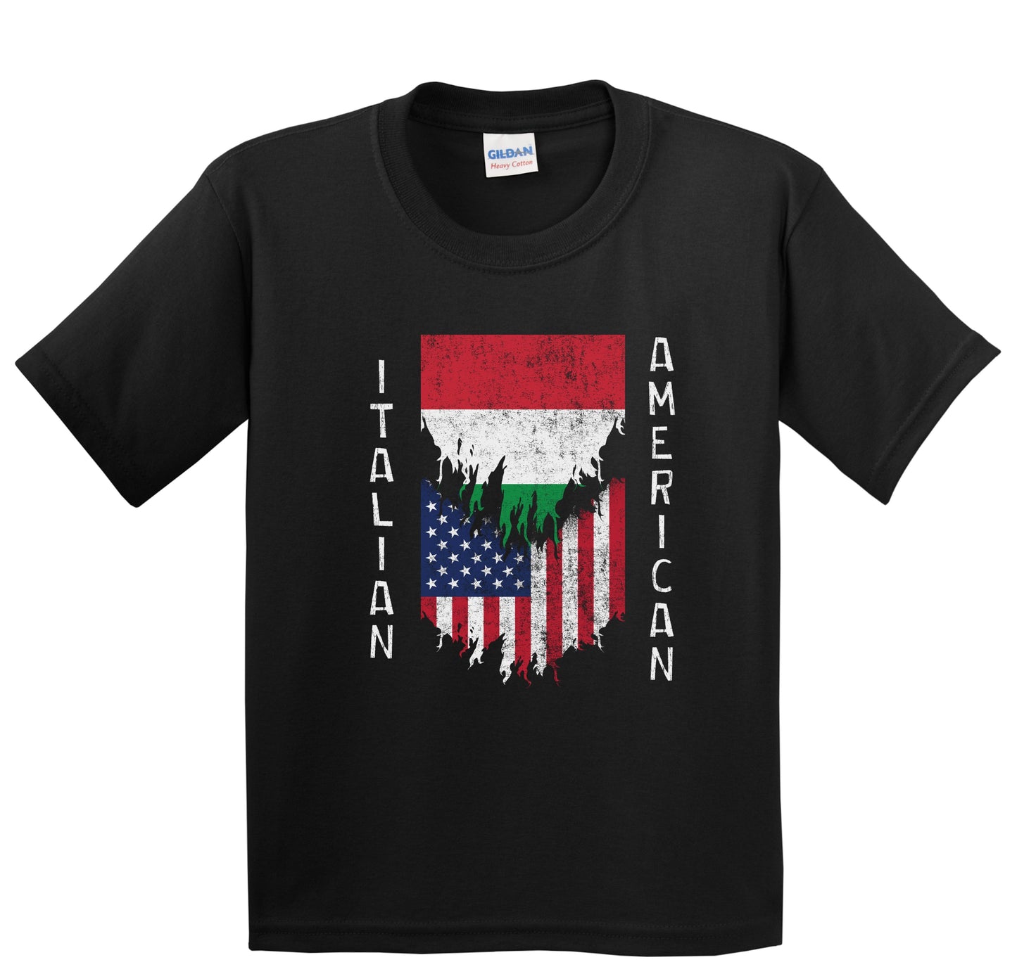 Italian American Flags Ripped Torn Italy Youth T-Shirt