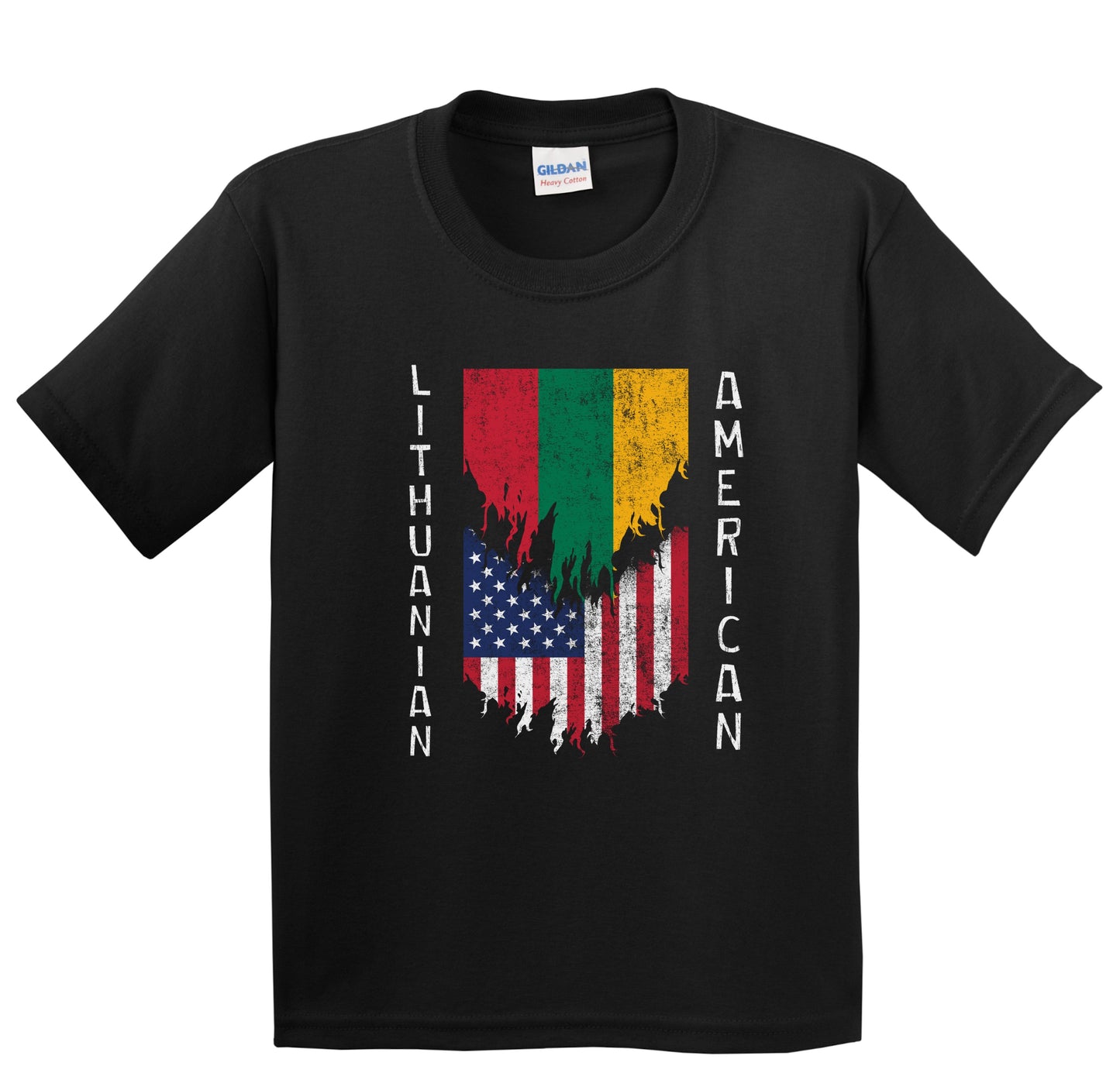 Lithuanian American Flags Ripped Torn Lithuania Youth T-Shirt