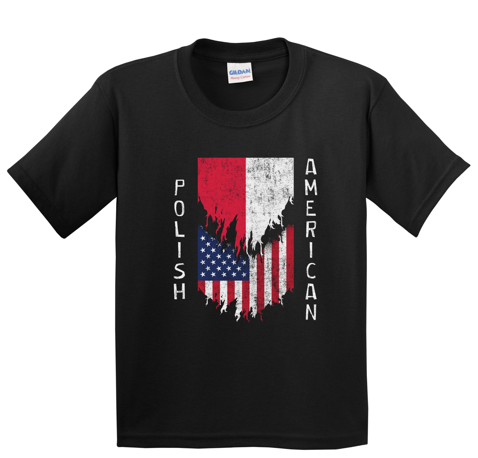 Polish American Flags Ripped Torn Poland Youth T-Shirt