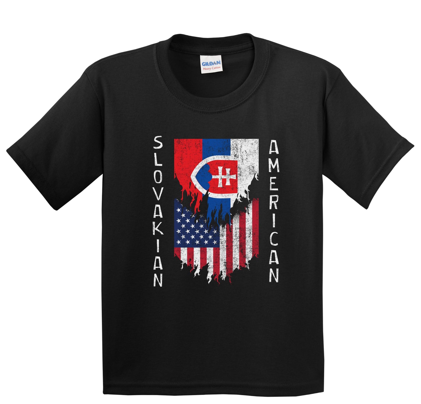 Slovakian American Flags Ripped Torn Slovakia Youth T-Shirt