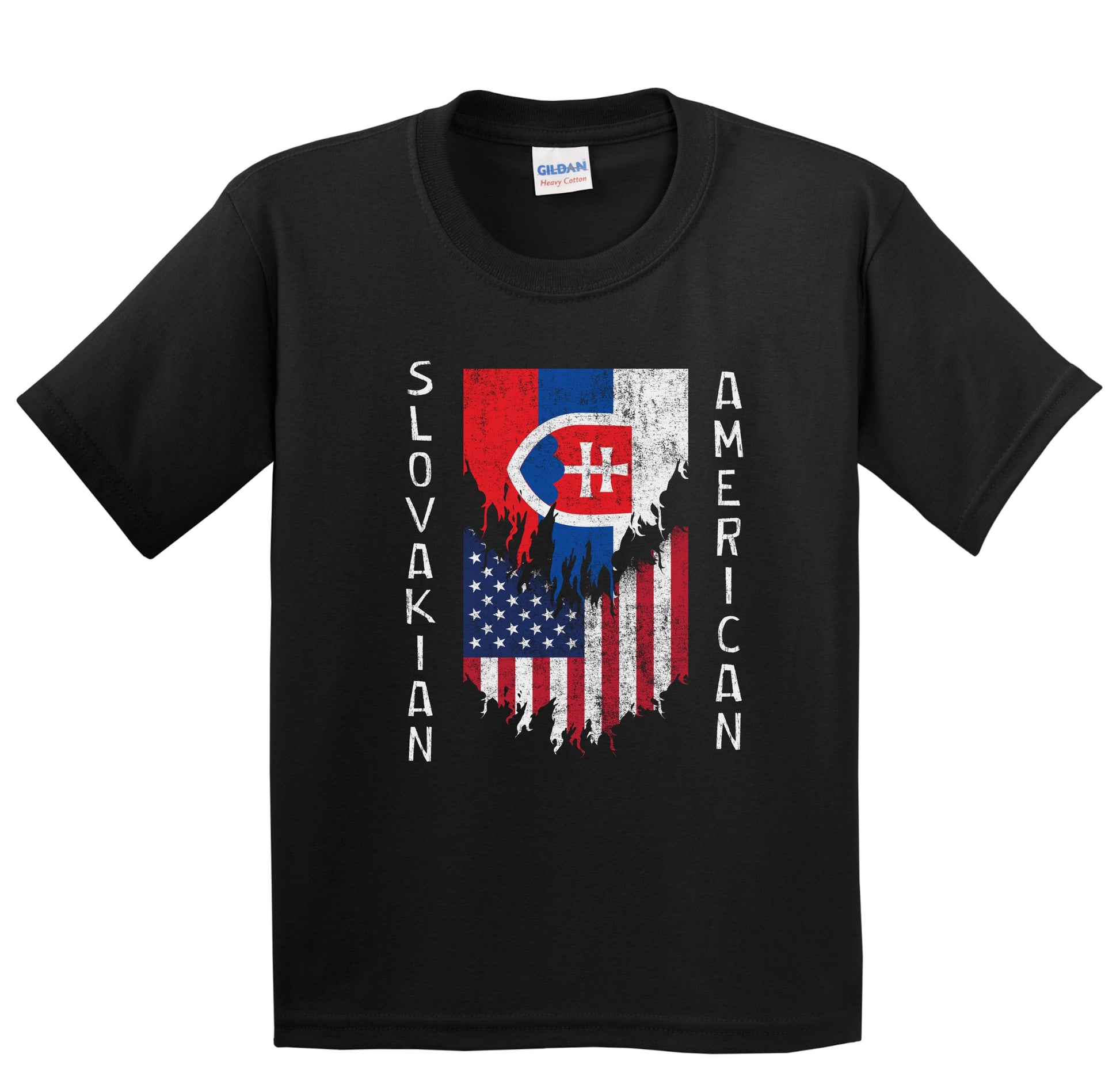Slovakian American Flags Ripped Torn Slovakia Youth T-Shirt