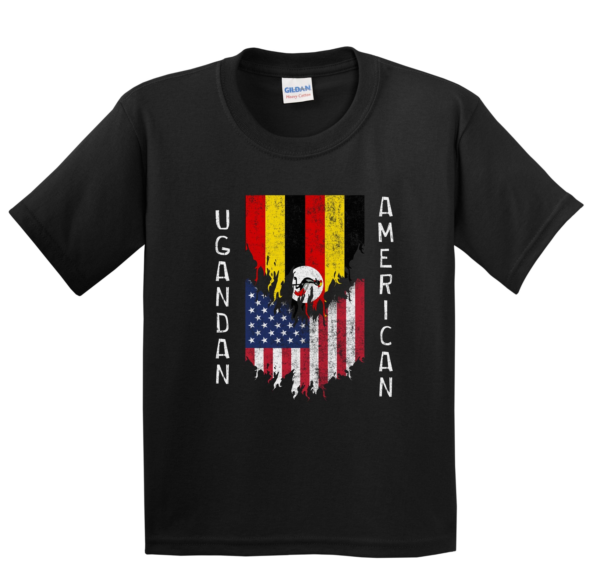 Ugandan American Flags Ripped Torn Uganda Youth T-Shirt