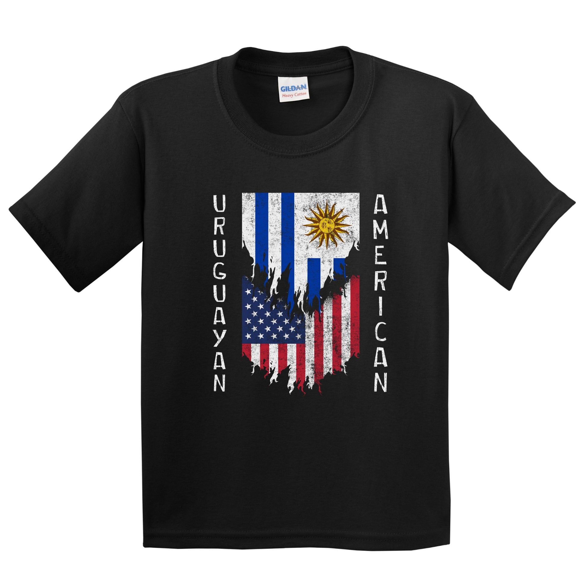 Uruguayan American Flags Ripped Torn Uruguay Youth T-Shirt