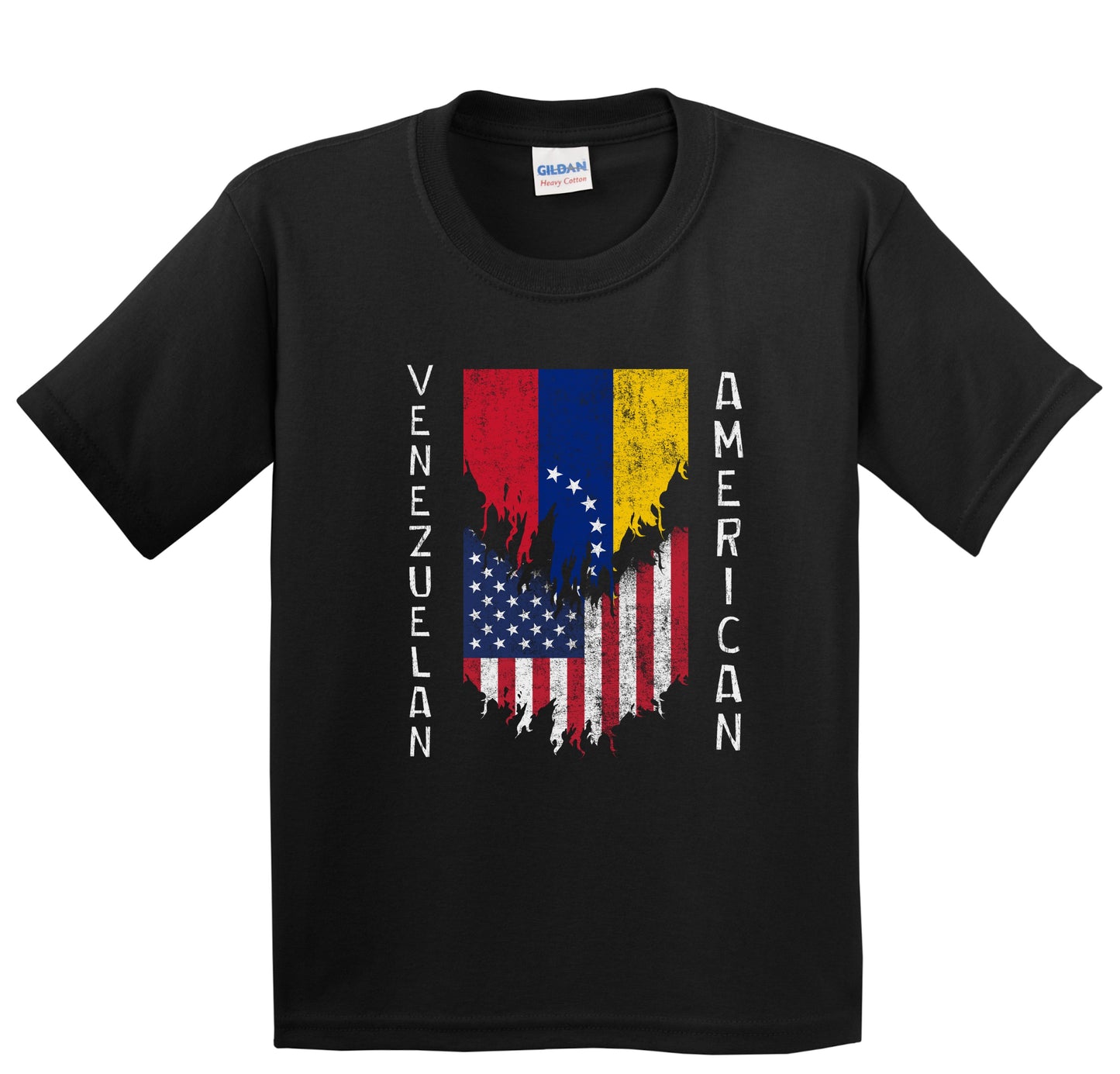 Venezuelan American Flags Ripped Torn Venezuela Youth T-Shirt