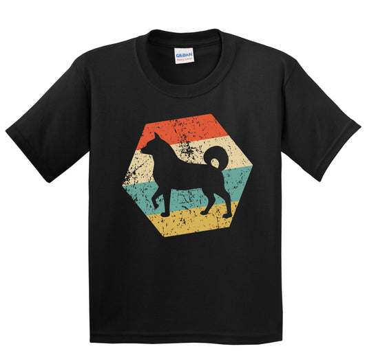 Akita Inu Dog Breed Retro Distressed Hexagon Youth T-Shirt