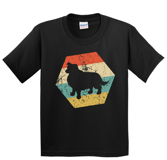 Australian Shepherd Dog Breed Retro Distressed Hexagon Youth T-Shirt