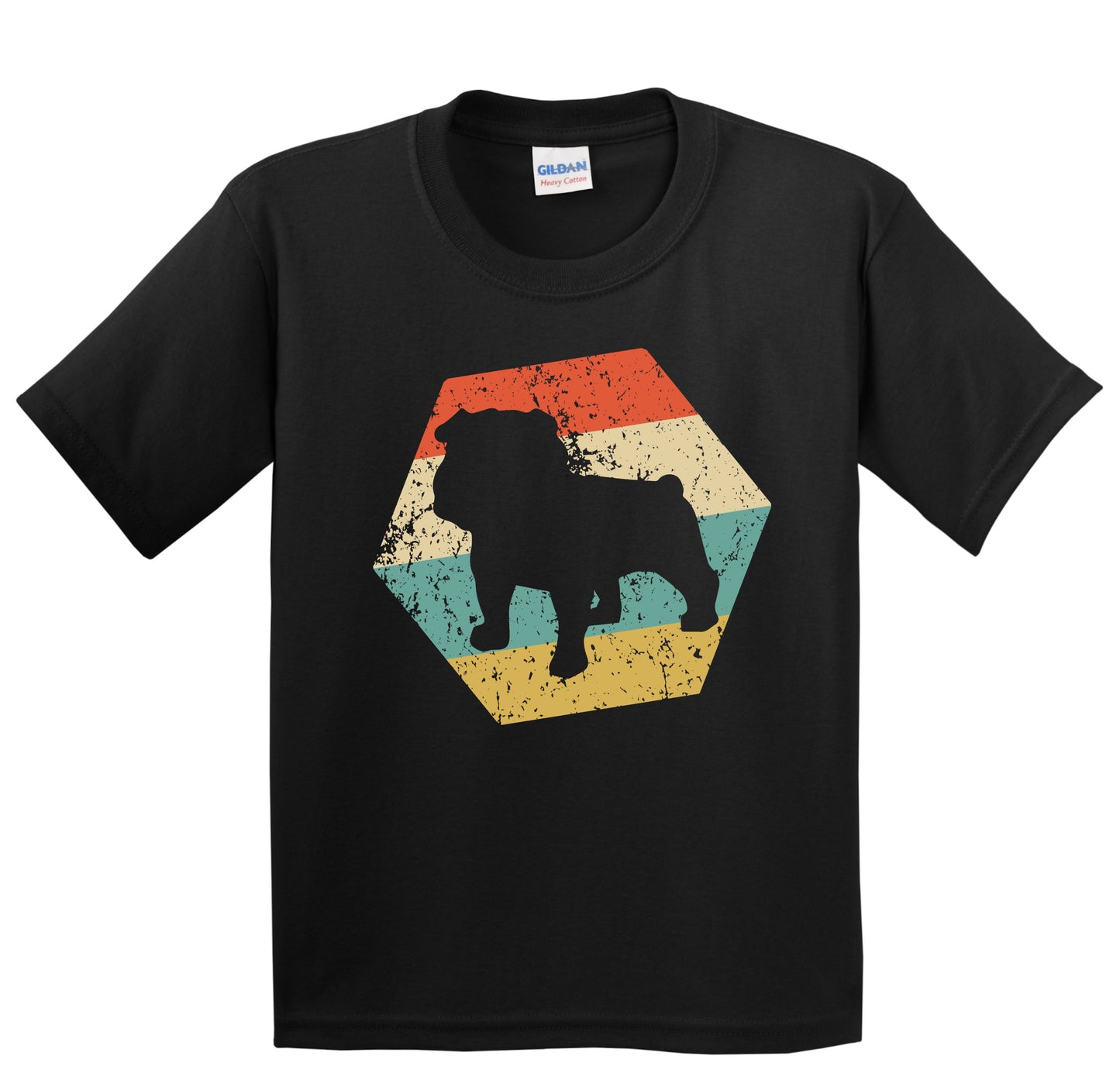 English Bulldog Dog Breed Retro Distressed Hexagon Youth T-Shirt