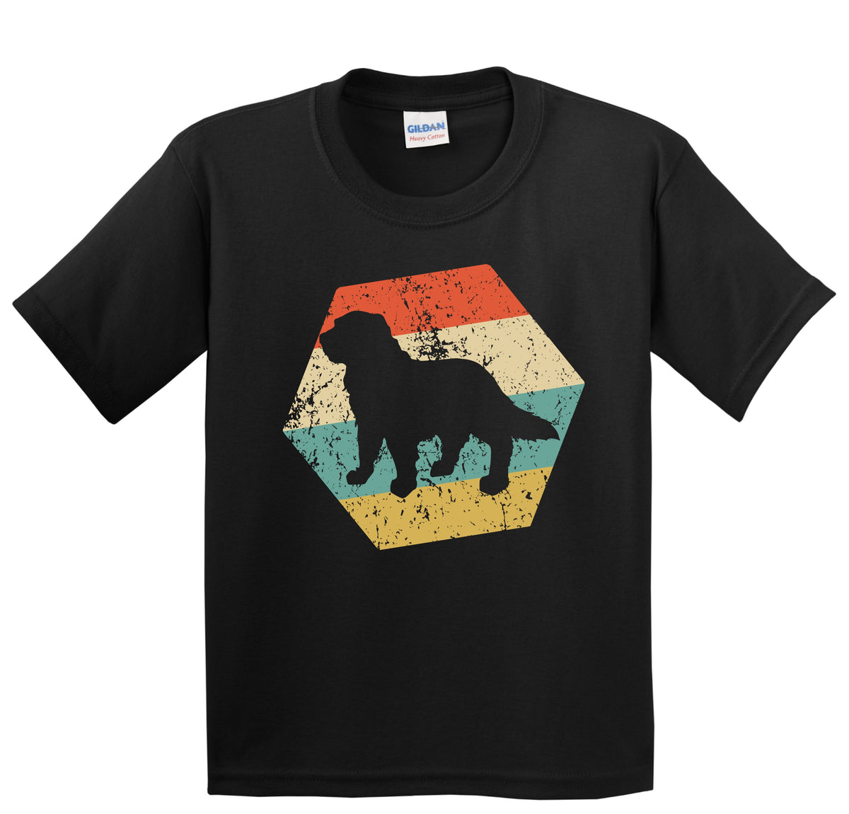 Newfoundland Dog Breed Retro Distressed Hexagon Youth T-Shirt