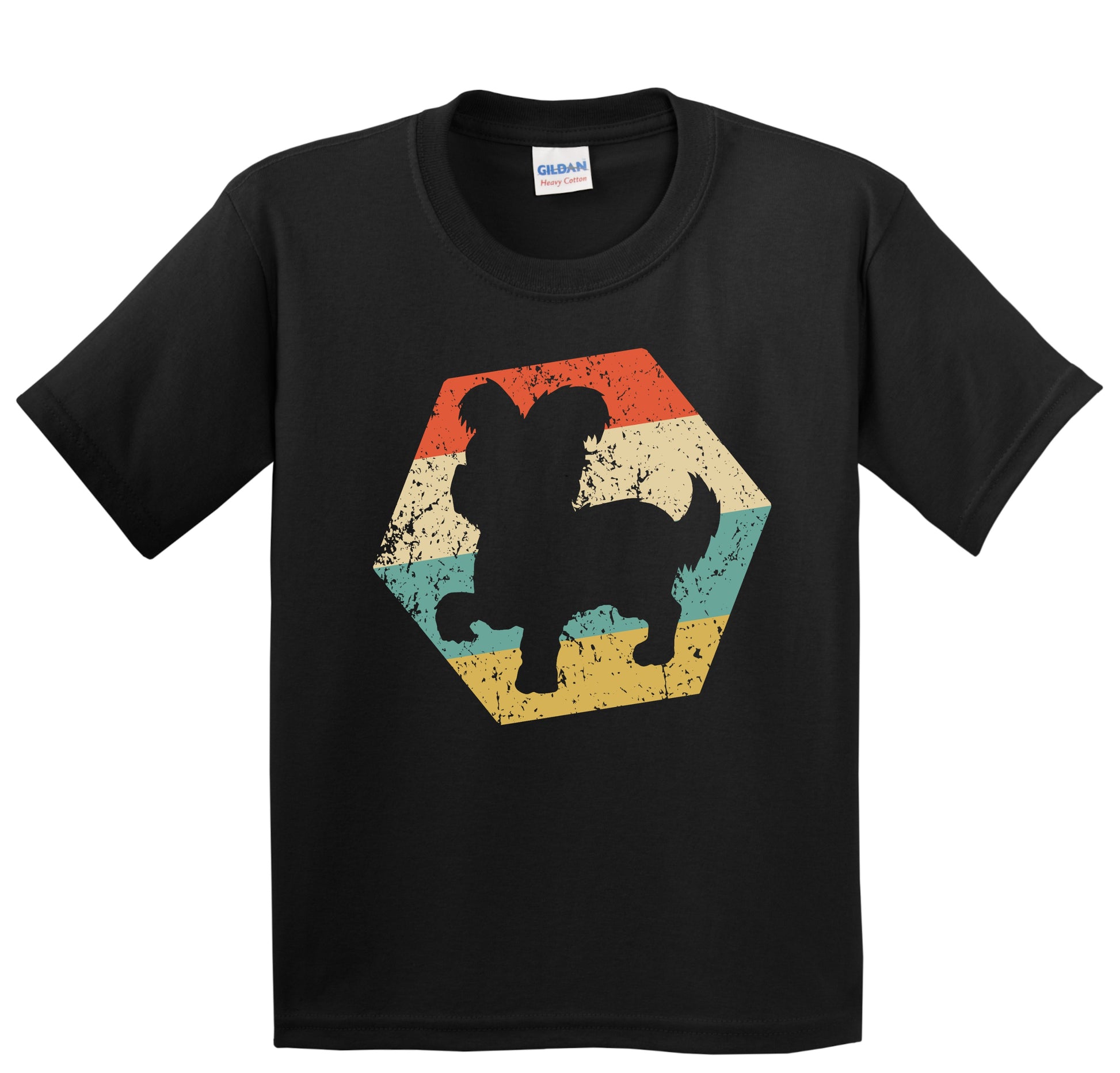 Yorkshire Terrier Dog Breed Retro Distressed Hexagon Youth T-Shirt