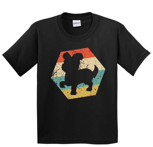 Yorkshire Terrier Dog Breed Retro Distressed Hexagon Youth T-Shirt