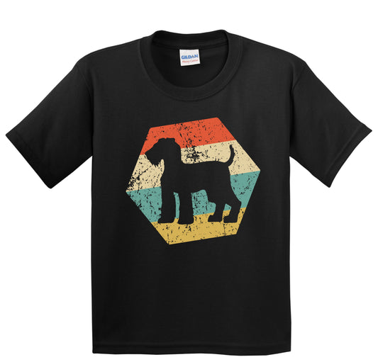 Airedale Terrier Dog Breed Retro Distressed Hexagon Youth T-Shirt