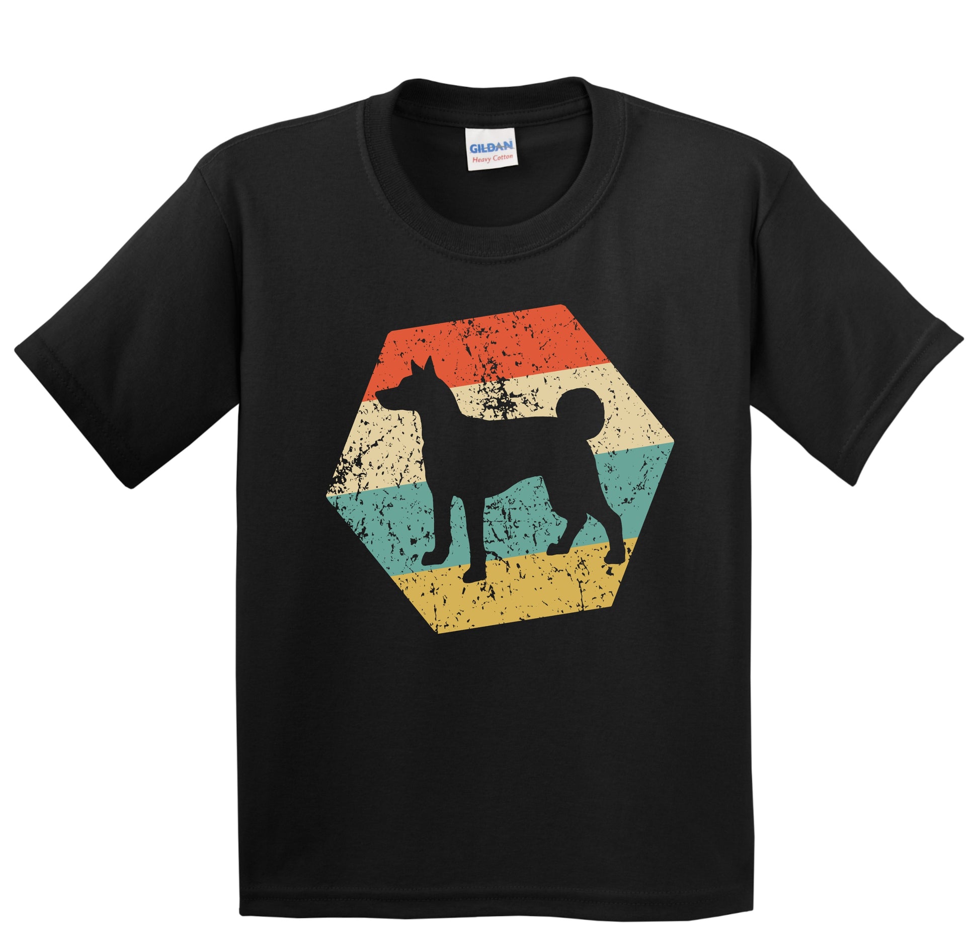 Basenji Dog Breed Retro Distressed Hexagon Youth T-Shirt