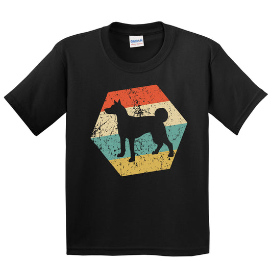 Basenji Dog Breed Retro Distressed Hexagon Youth T-Shirt