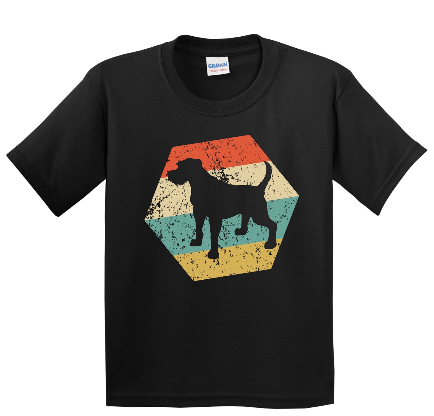 Border Terrier Dog Breed Retro Distressed Hexagon Youth T-Shirt