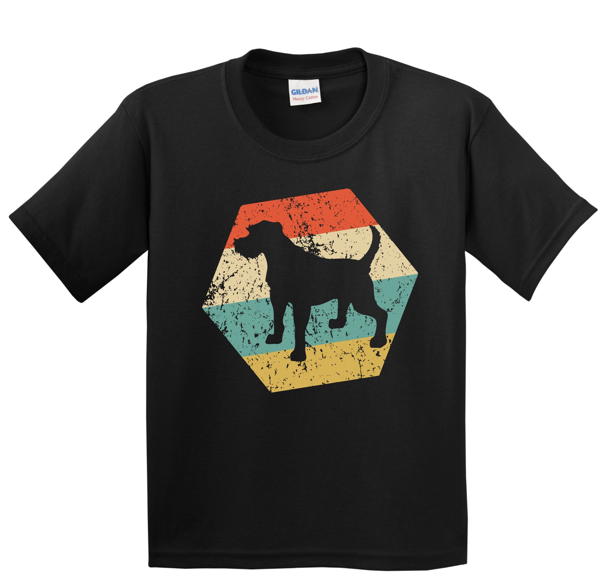 Border Terrier Dog Breed Retro Distressed Hexagon Youth T-Shirt