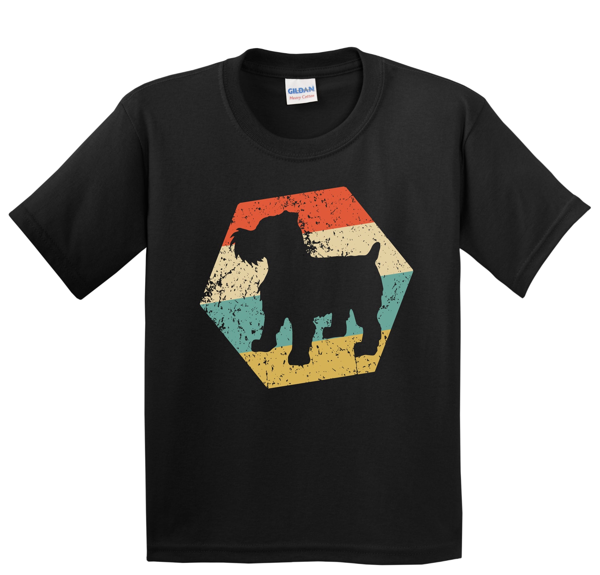 Brussels Griffon Dog Breed Retro Distressed Hexagon Youth T-Shirt