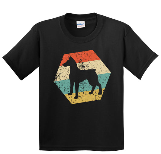 Doberman Dog Breed Retro Distressed Hexagon Youth T-Shirt