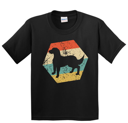 Flattie Dog Breed Retro Distressed Hexagon Youth T-Shirt