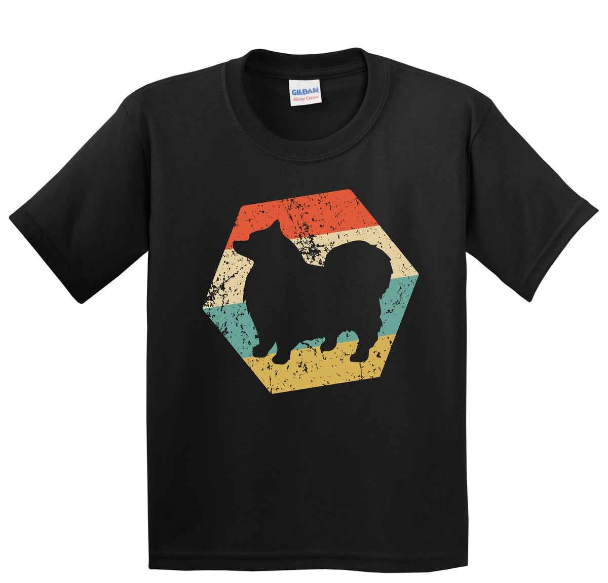 Keeshond Dog Breed Retro Distressed Hexagon Youth T-Shirt