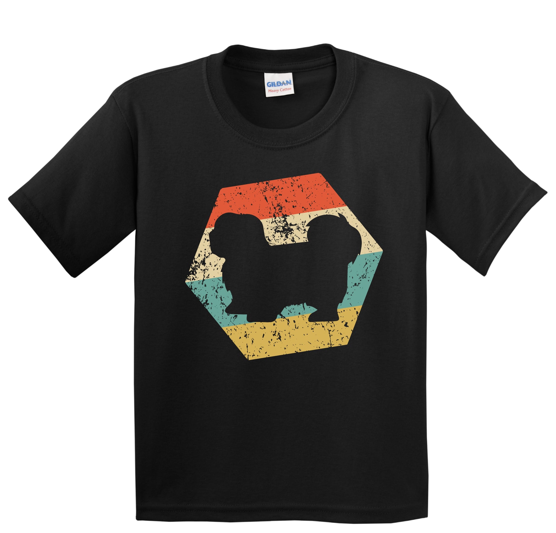 Lhasa Apso Dog Breed Retro Distressed Hexagon Youth T-Shirt