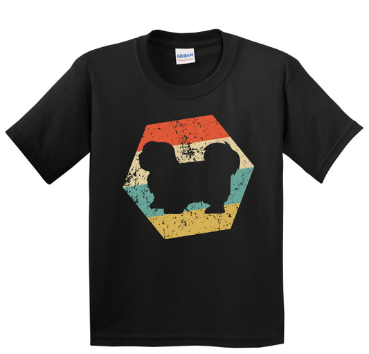 Lhasa Apso Dog Breed Retro Distressed Hexagon Youth T-Shirt