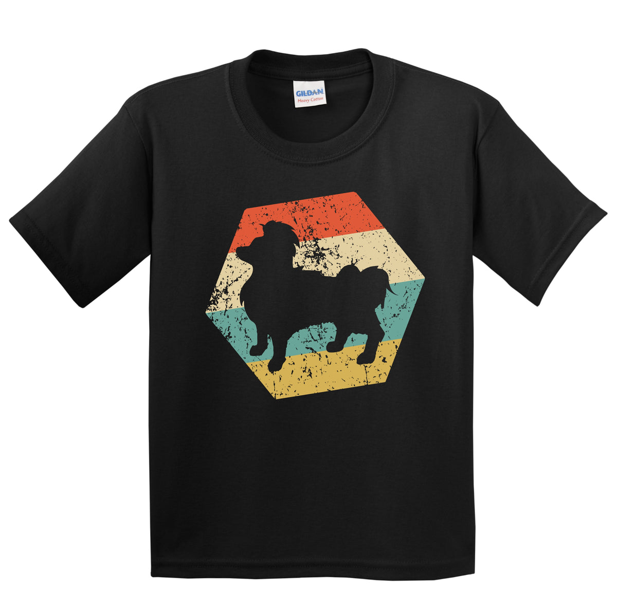 Papillon Dog Breed Retro Distressed Hexagon Youth T-Shirt