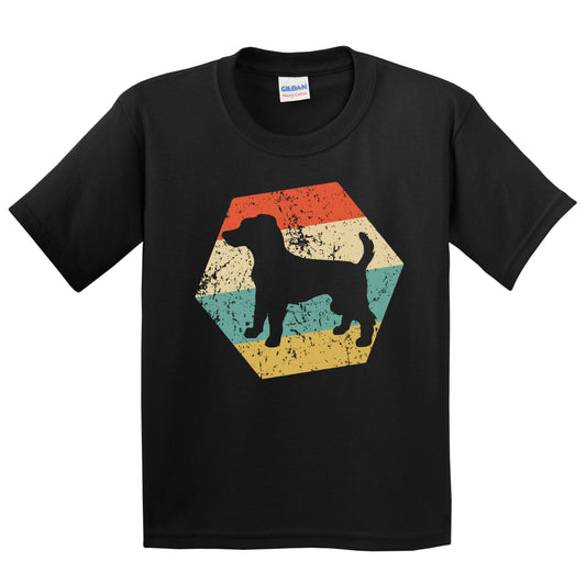 Parson Russell Terrier Dog Breed Retro Distressed Hexagon Youth T-Shirt