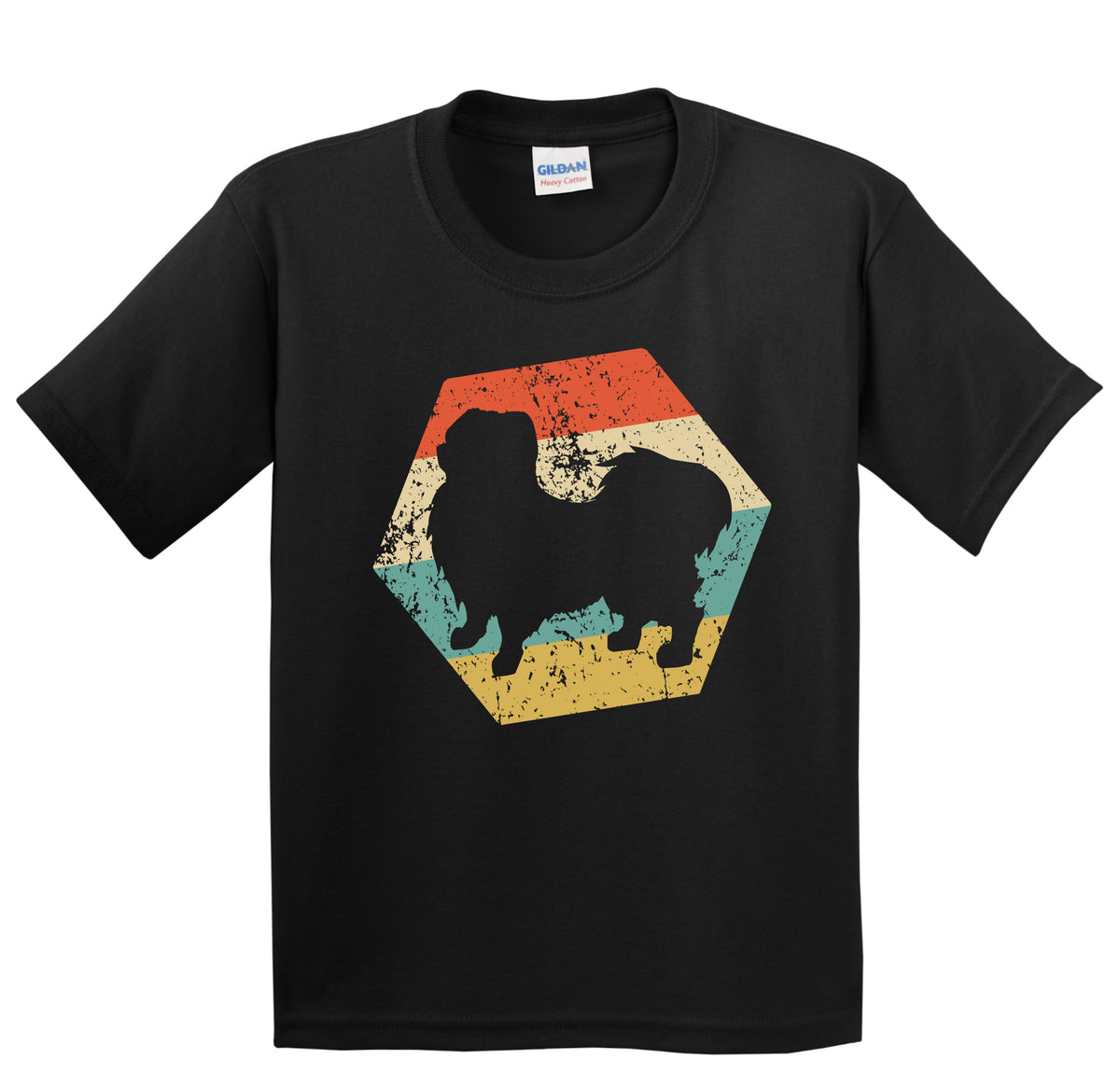 Pekingese Dog Breed Retro Distressed Hexagon Youth T-Shirt