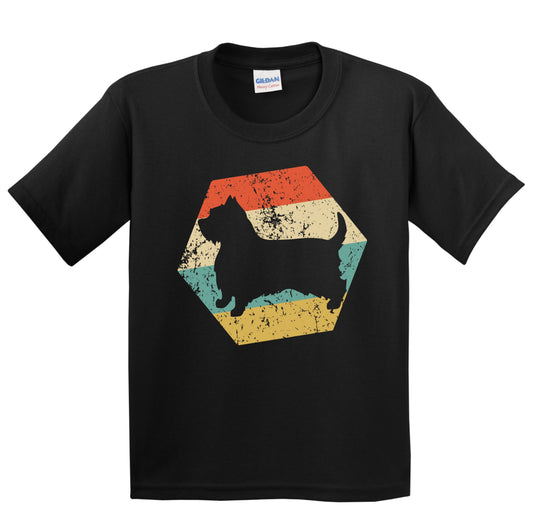 Silky Terrier Dog Breed Retro Distressed Hexagon Youth T-Shirt