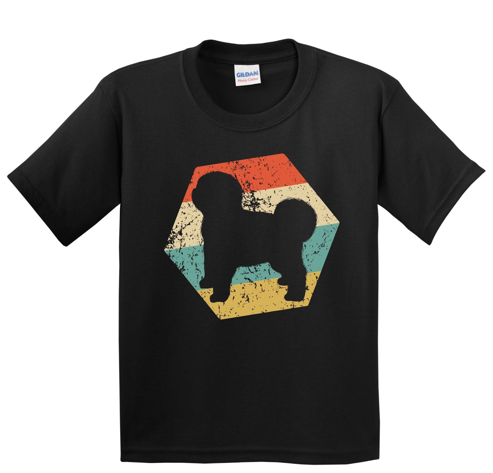 Old English Sheepdog Dog Breed Retro Distressed Hexagon Youth T-Shirt