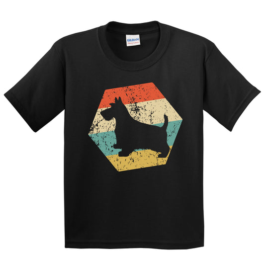 Scottish Terrier Dog Breed Retro Distressed Hexagon Youth T-Shirt