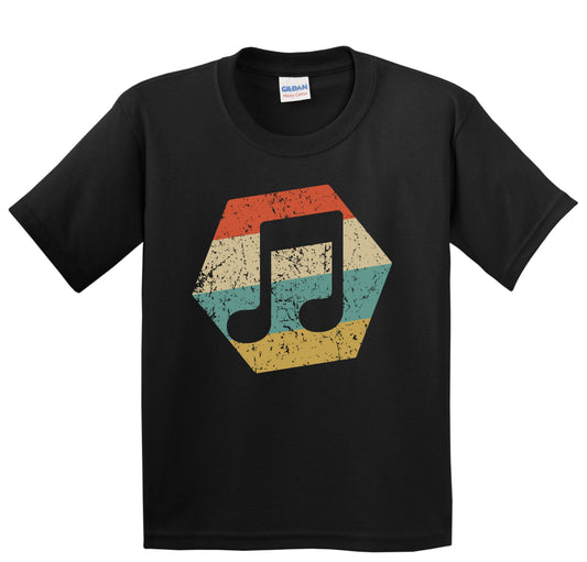 Music Note Retro Distressed Hexagon Eighth Notes Youth T-Shirt