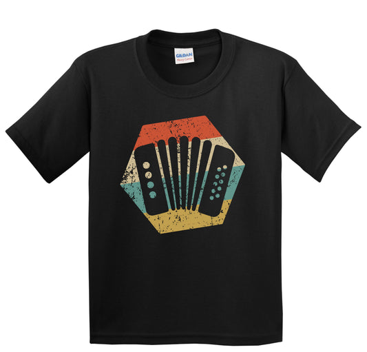 Accordion Retro Distressed Hexagon Accordionist Youth T-Shirt