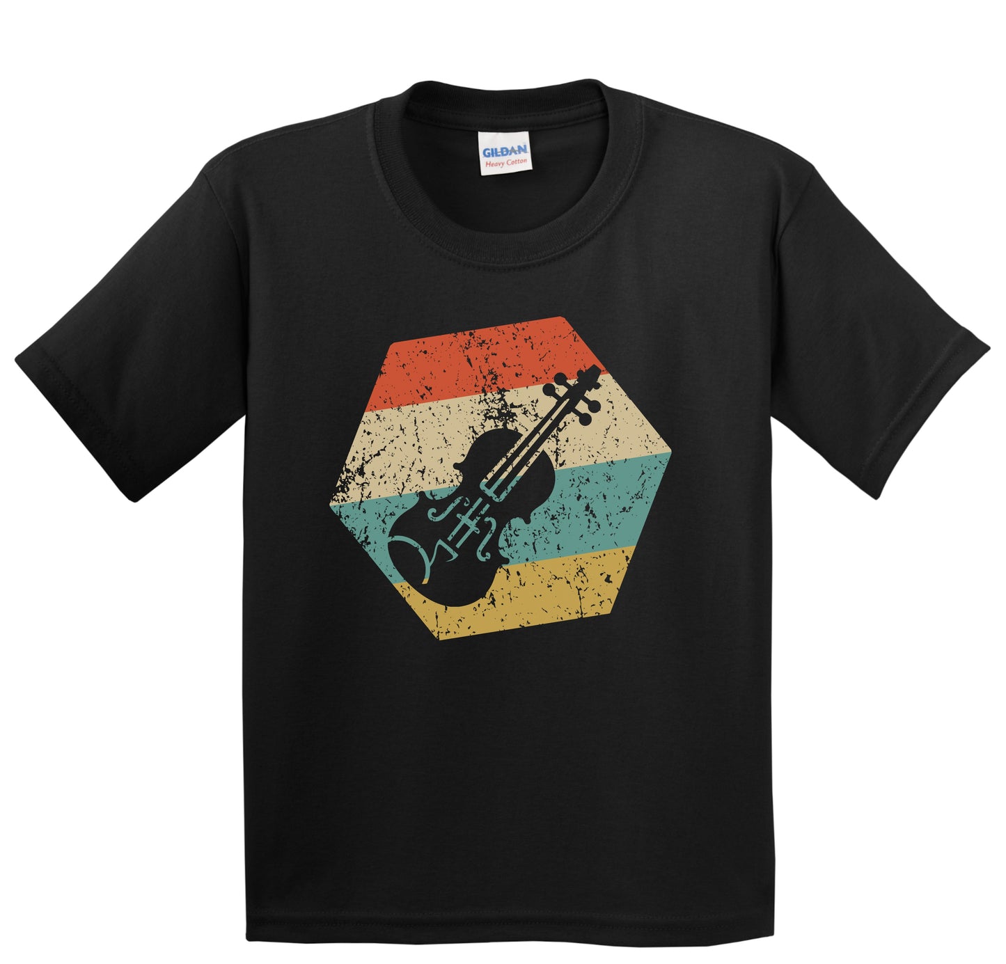 Violin Retro Distressed Hexagon Violinist Youth T-Shirt