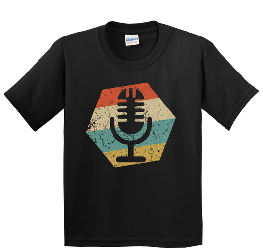 Microphone Retro Distressed Hexagon Podcast Host Youth T-Shirt