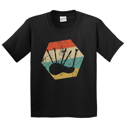 Bagpipes Retro Distressed Hexagon Bagpiper Youth T-Shirt