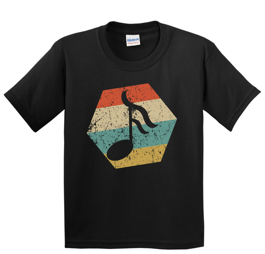Music Note Retro Distressed Hexagon Sixteenth Note Youth T-Shirt