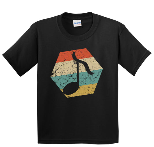 Music Note Retro Distressed Hexagon Eighth Note Youth T-Shirt